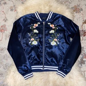 Silk Bomber with Embroidery